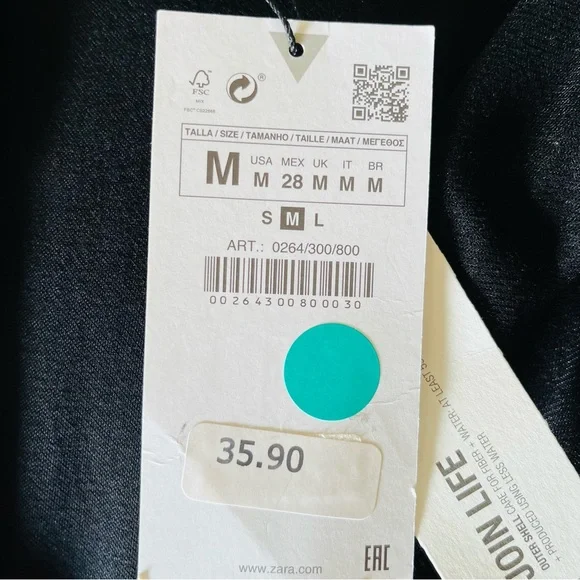 NWT Zara black voluminous short dress M - Picture 6 of 9